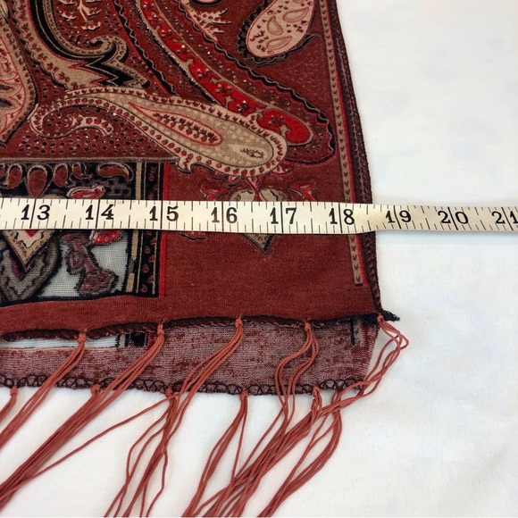 Rust Orange Black Burn Out Scarf - Picture 10 of 16